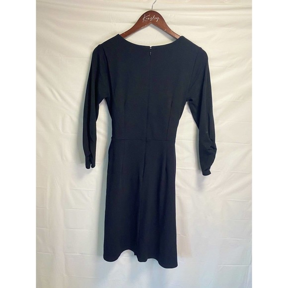 NWT Loft Womens V-neck Wrap Around Tie Front Stretch‎ Dress Black Size 4 - Picture 2 of 4